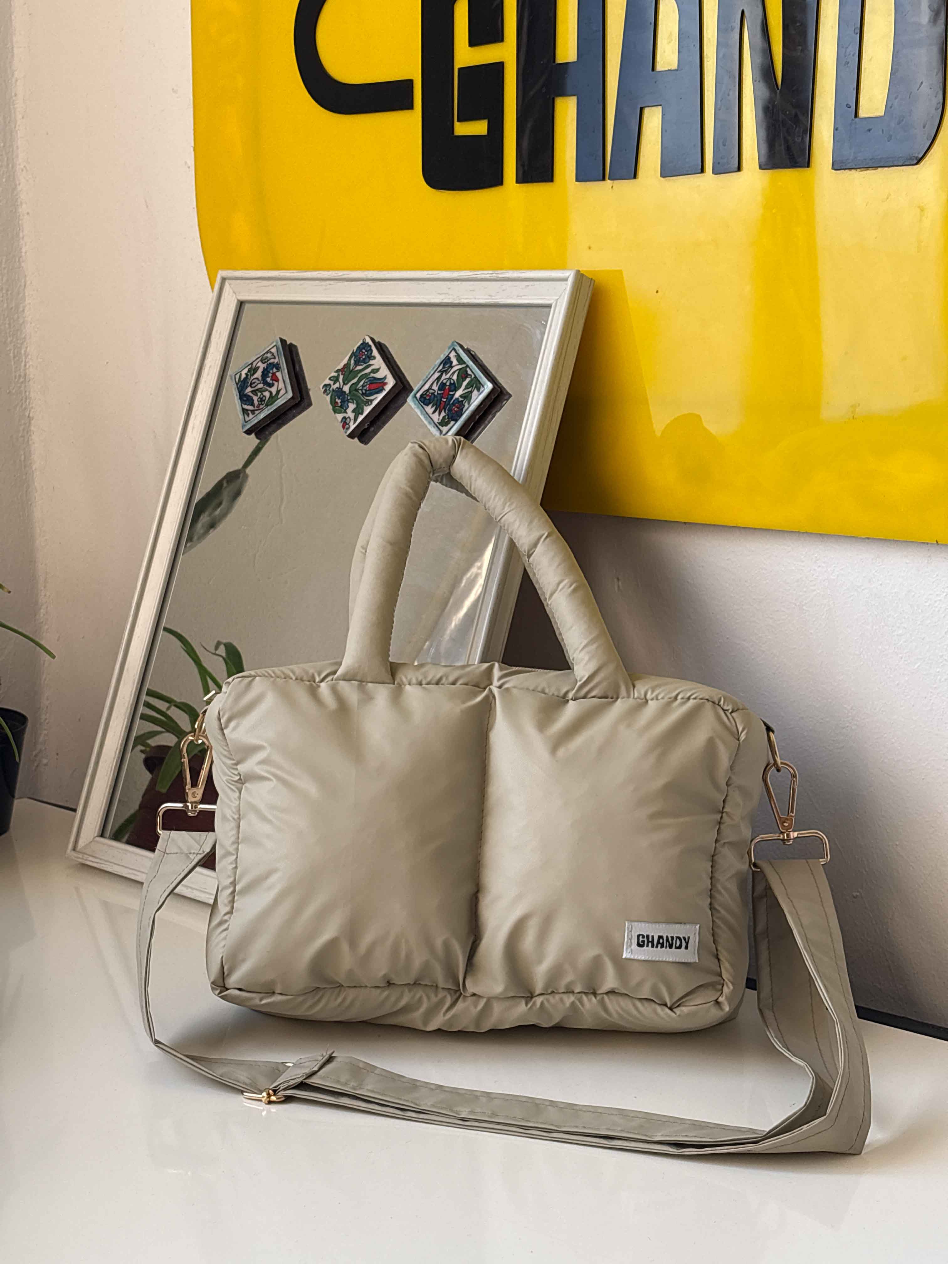 حقيبة مربعات - بيج