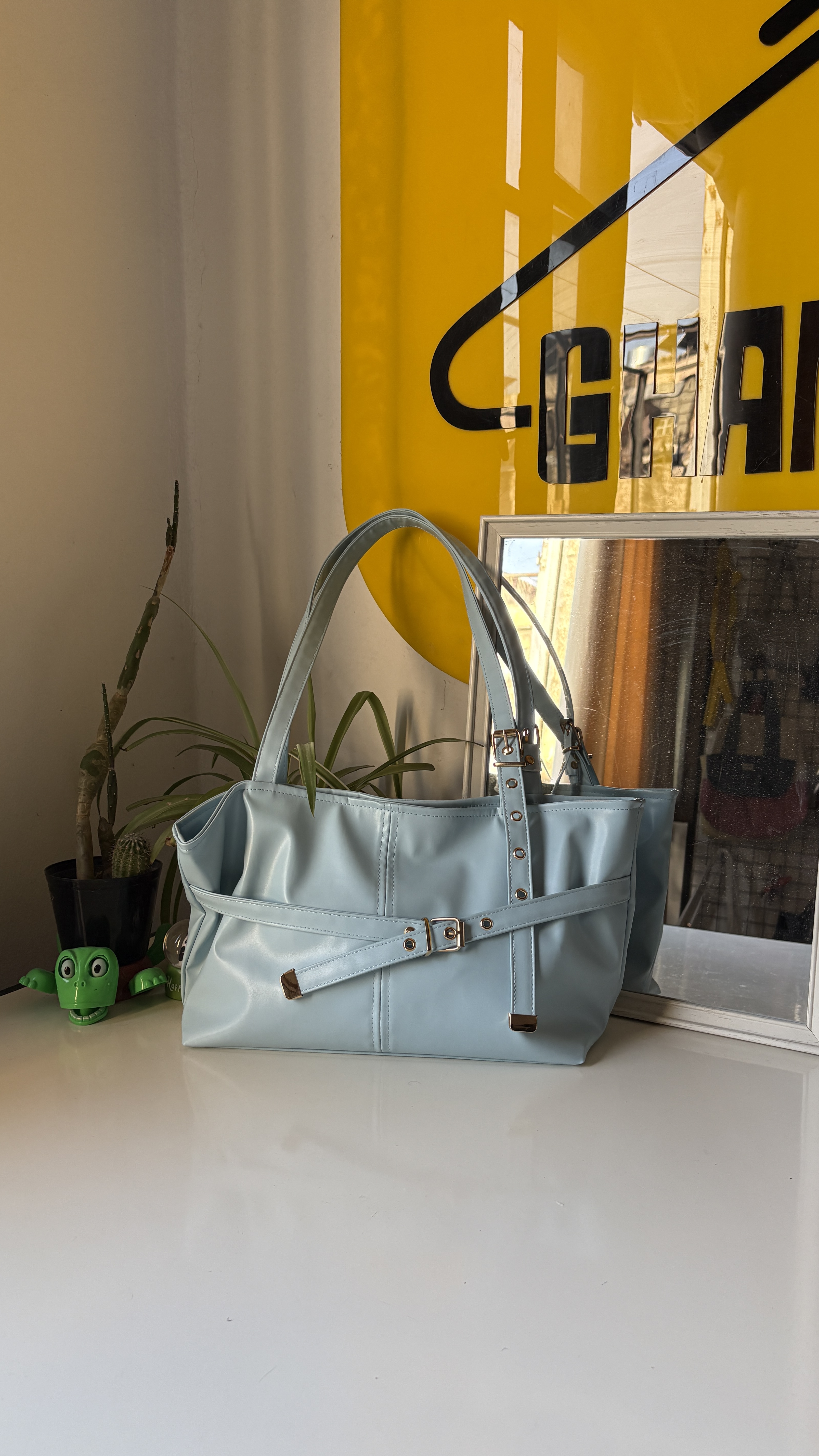 Buckle Detail Shoulder Bag - بيبي بلو